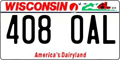 WI license plate 408OAL
