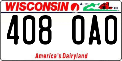 WI license plate 408OAO