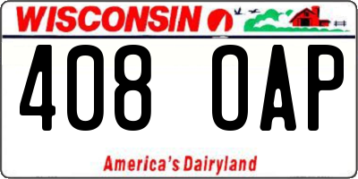WI license plate 408OAP