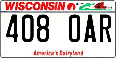 WI license plate 408OAR