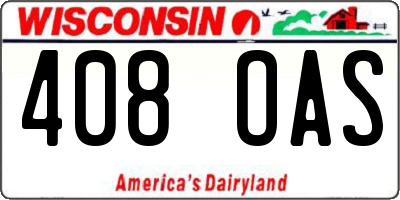 WI license plate 408OAS