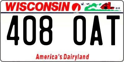 WI license plate 408OAT