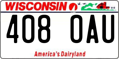 WI license plate 408OAU