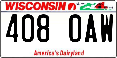 WI license plate 408OAW