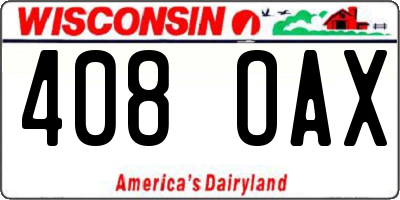 WI license plate 408OAX
