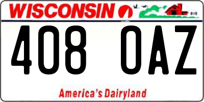 WI license plate 408OAZ