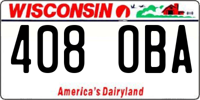 WI license plate 408OBA