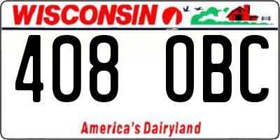 WI license plate 408OBC
