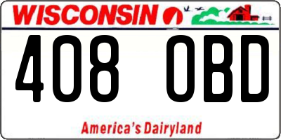 WI license plate 408OBD