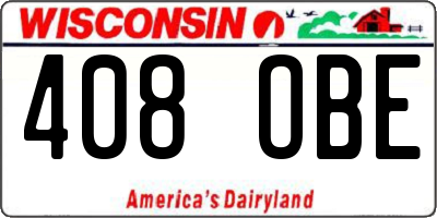 WI license plate 408OBE