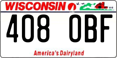 WI license plate 408OBF