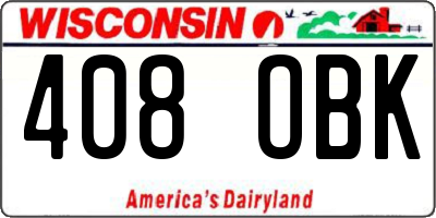 WI license plate 408OBK