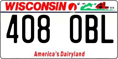 WI license plate 408OBL