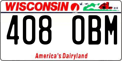 WI license plate 408OBM