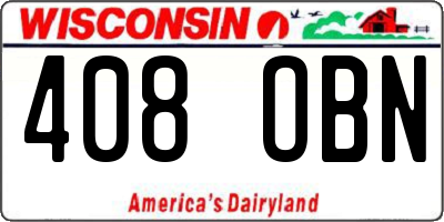 WI license plate 408OBN