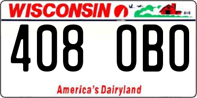 WI license plate 408OBO