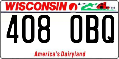 WI license plate 408OBQ