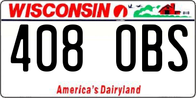 WI license plate 408OBS