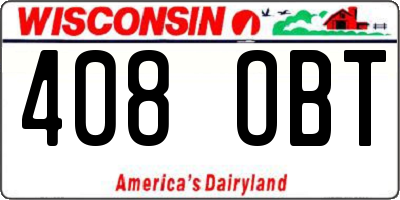 WI license plate 408OBT