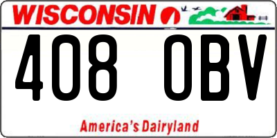WI license plate 408OBV