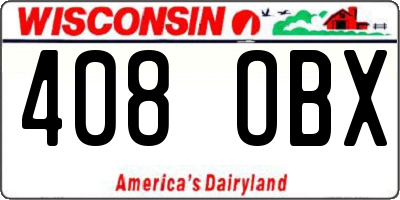 WI license plate 408OBX