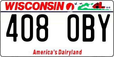 WI license plate 408OBY