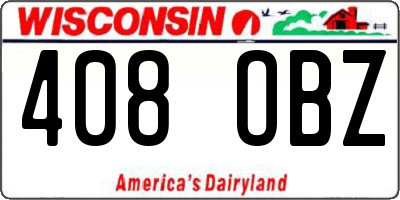 WI license plate 408OBZ