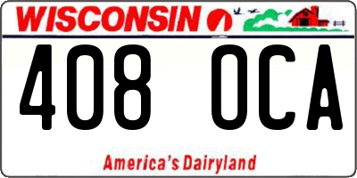 WI license plate 408OCA
