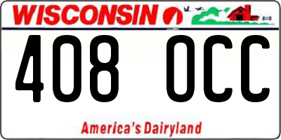 WI license plate 408OCC