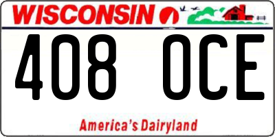 WI license plate 408OCE
