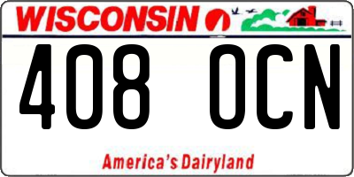 WI license plate 408OCN