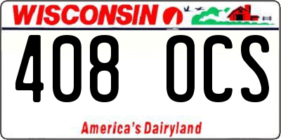 WI license plate 408OCS