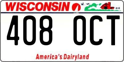 WI license plate 408OCT