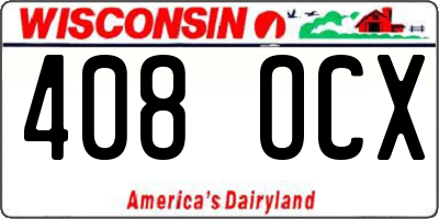 WI license plate 408OCX