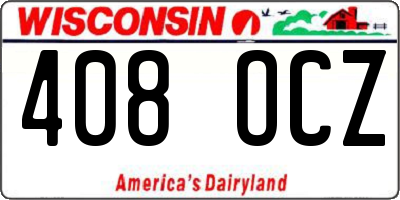 WI license plate 408OCZ