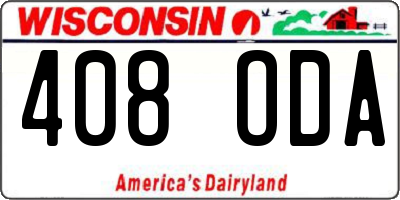 WI license plate 408ODA