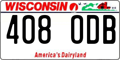 WI license plate 408ODB