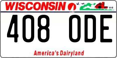 WI license plate 408ODE