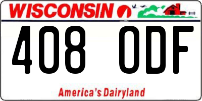WI license plate 408ODF