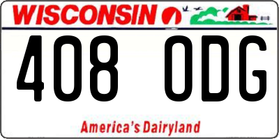 WI license plate 408ODG
