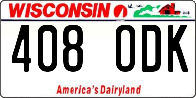 WI license plate 408ODK