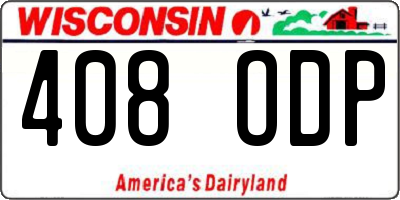 WI license plate 408ODP