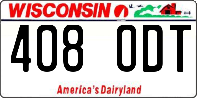 WI license plate 408ODT