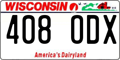 WI license plate 408ODX