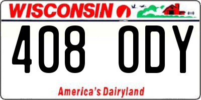WI license plate 408ODY