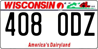 WI license plate 408ODZ