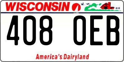 WI license plate 408OEB