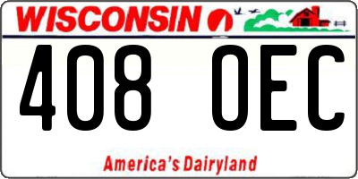 WI license plate 408OEC