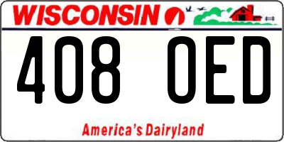WI license plate 408OED