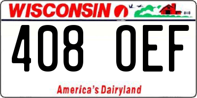 WI license plate 408OEF